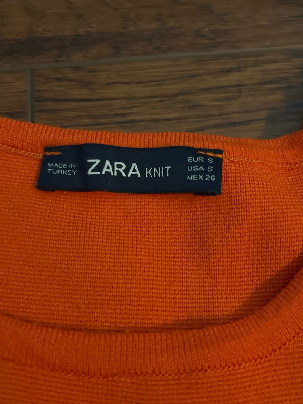 ZARA Knit Women's Bright Orange Crewneck Sweater